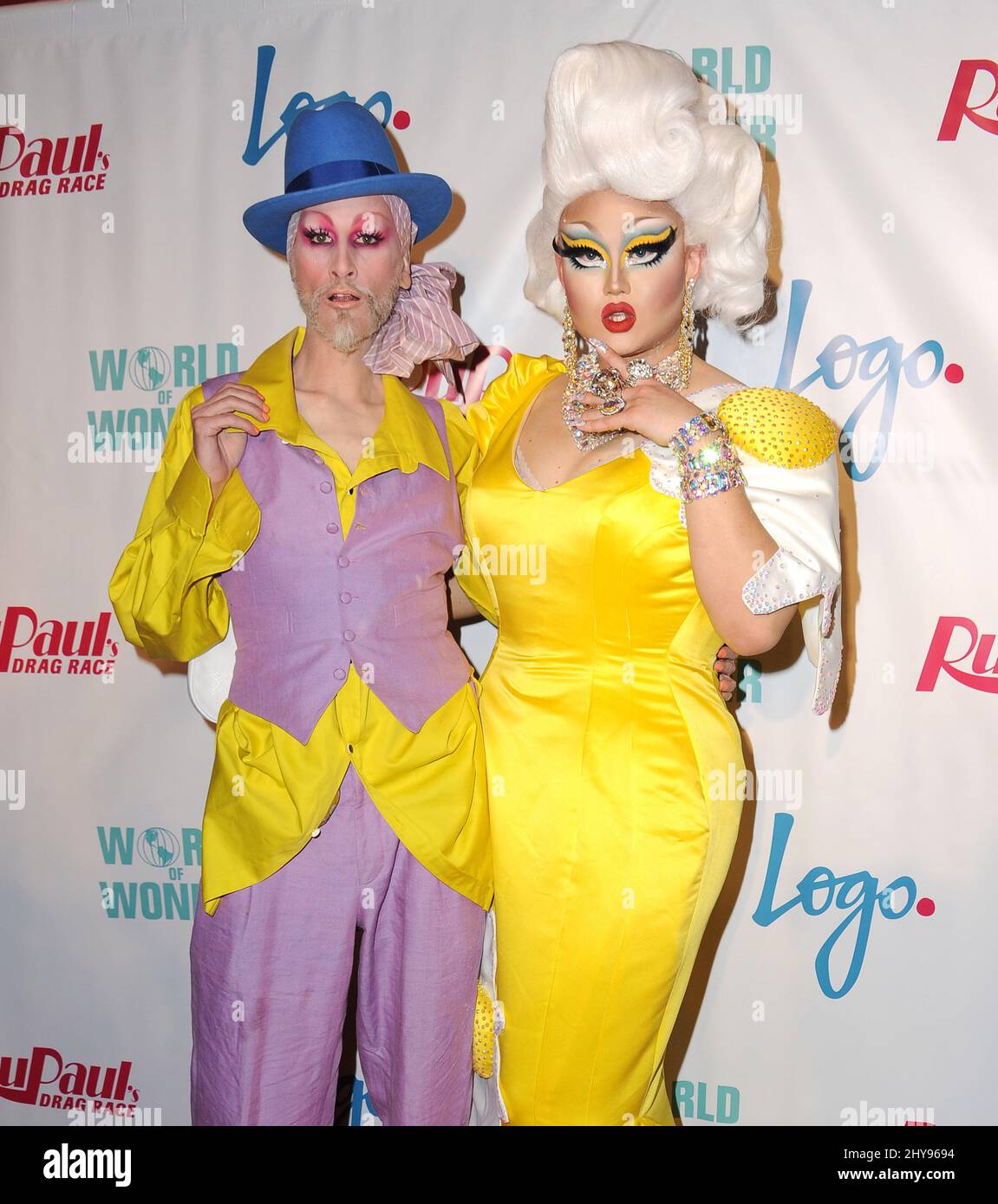 Mathu Andersen and Kim Chi attend RuPaul's Drag Race Season 8 Premiere held  at the Mayan Theater Stock Photo - Alamy