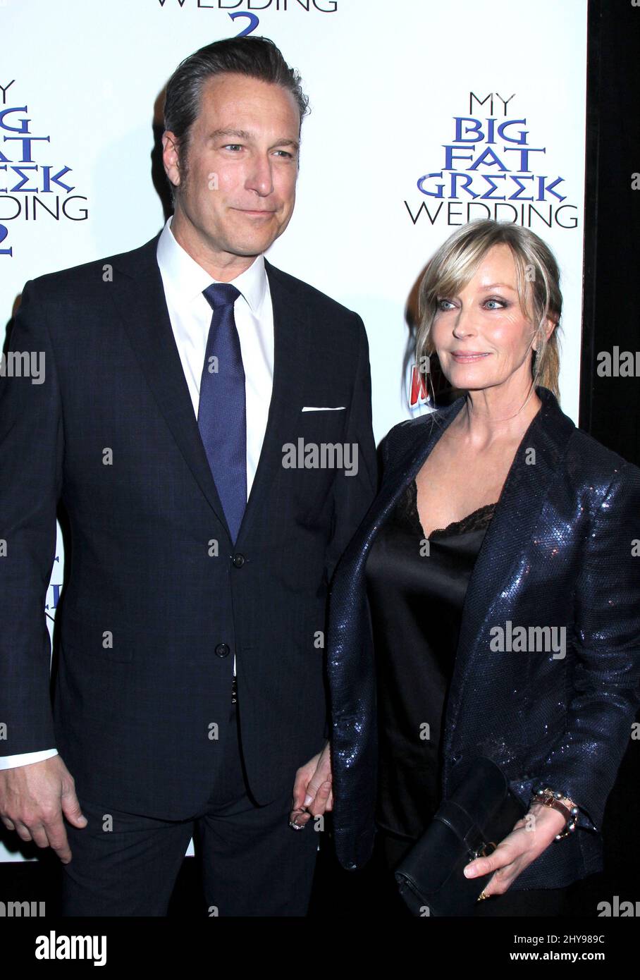 John Corbett and Bo Derek attending the New York premiere of 'My Big Fat Greek Wedding 2' Stock Photo