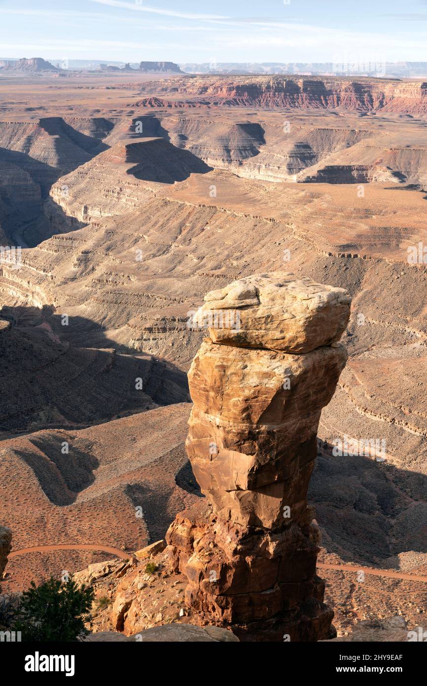 UT00888-00.....UTAH - Rock piller at Muley Point in the Glen Canyon National Recreation Area. Stock Photo