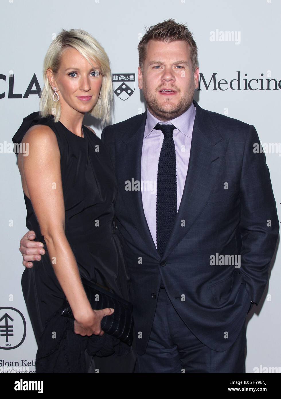 James Corden and Julia Carey arrives at Sean Parker and the Parker Foundation's Gala Celebrating a Milestone in Medical Research on Wednesday, April 13, 2016, in Los Angeles. Stock Photo