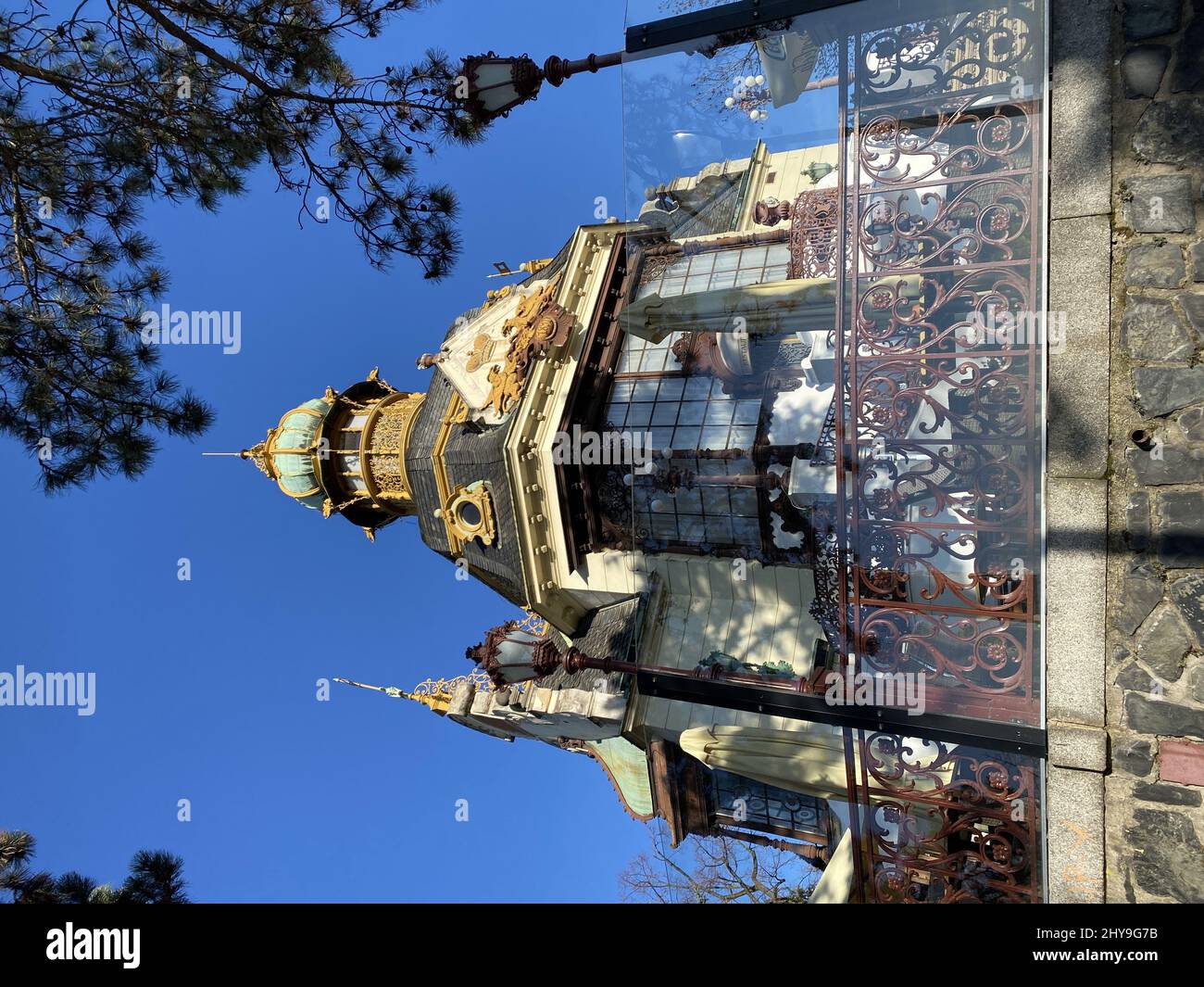 Low angle of the Hanavsky Pavilion in Prague, Czech Republic Stock Photo