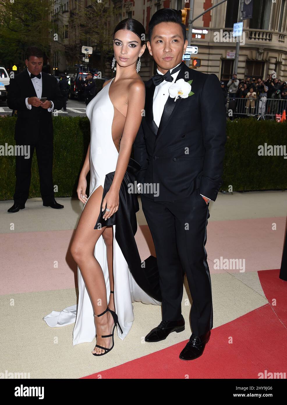Emily Ratajkowski and Prabal Gurung attending the MET Gala 2016 costume Institute Benefit at The Met Celebrates opening of 'Manus x Machina: Fashion in an Age of Technology' Exhibition held at the Metropolitan Museum of Art in New York, USA. Stock Photo