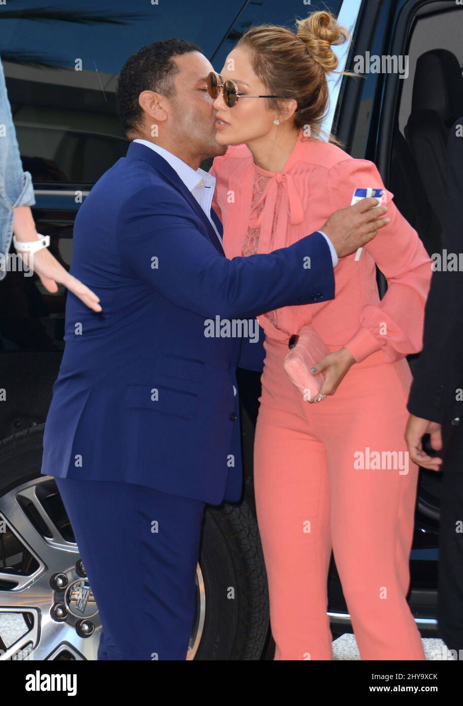 Jennifer Lopez, Benny Medina attending the 'Shades Of Blue' Red Carpet Event held at Saban Media