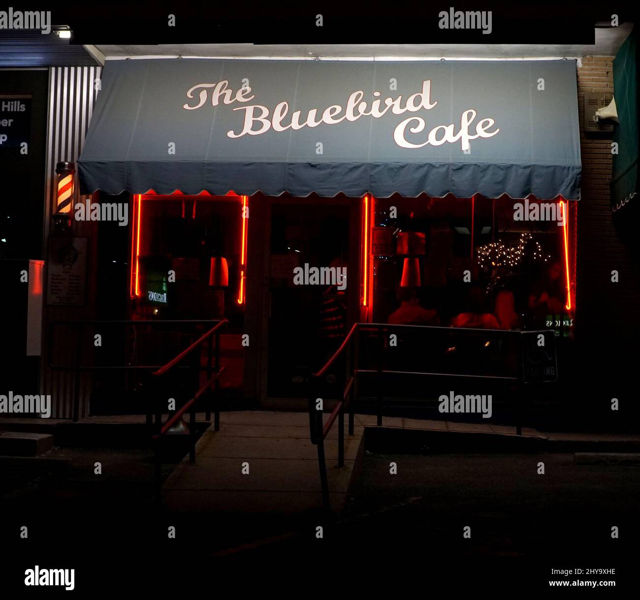 The Bluebird Cafe, Nashville. The Bluebird Cafe is known for showcasing upcoming new songwriters and performers. Stock Photo