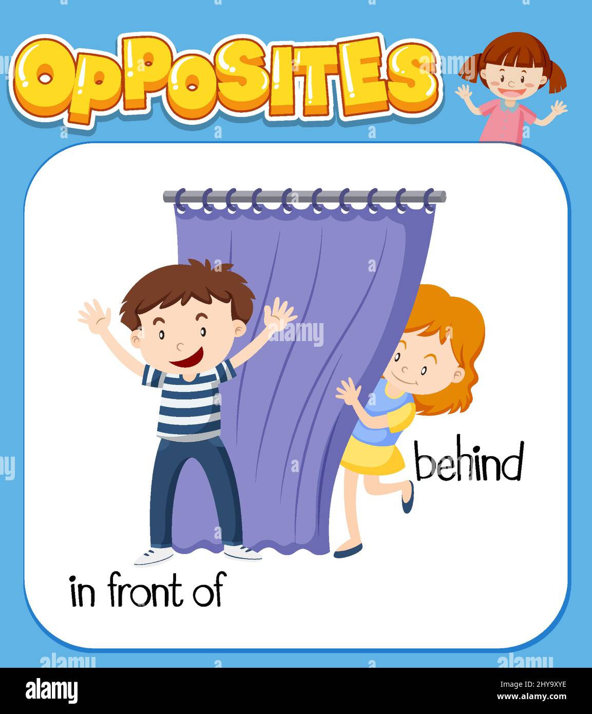 Opposite words for in front of and behind illustration Stock Vector ...