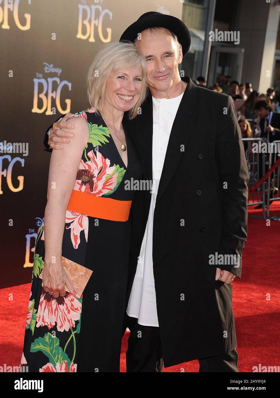 Mark Rylance, Claire van Kampen attending the premiere of 'The BFG' in Los Angeles. Stock Photo