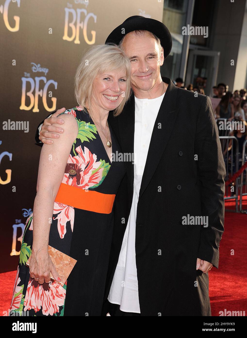 Mark Rylance, Claire van Kampen attending the premiere of 'The BFG' in Los Angeles. Stock Photo