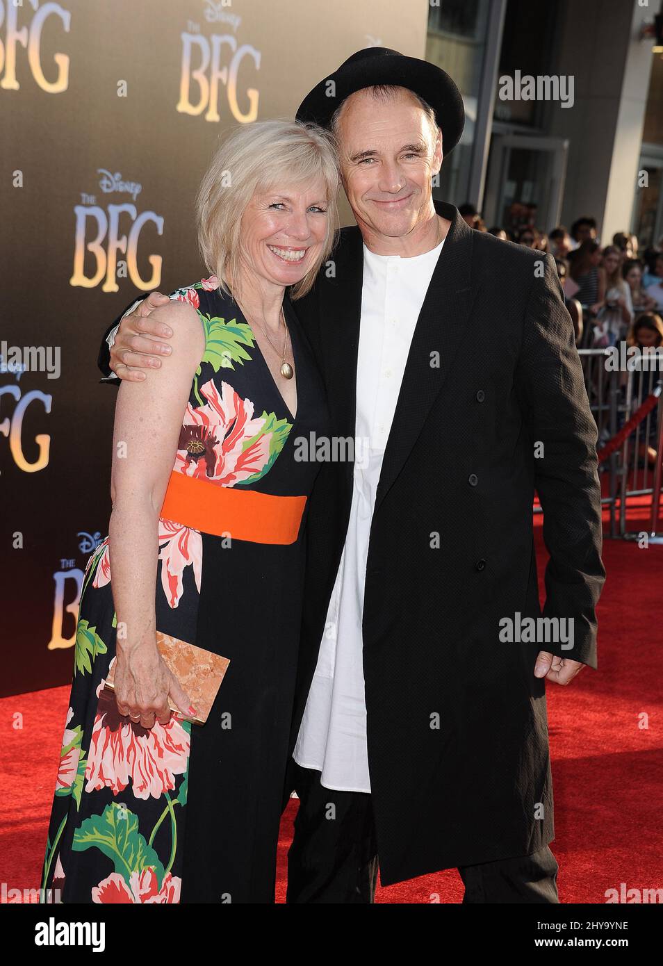 Mark Rylance, Claire van Kampen attending the premiere of 'The BFG' in Los Angeles. Stock Photo