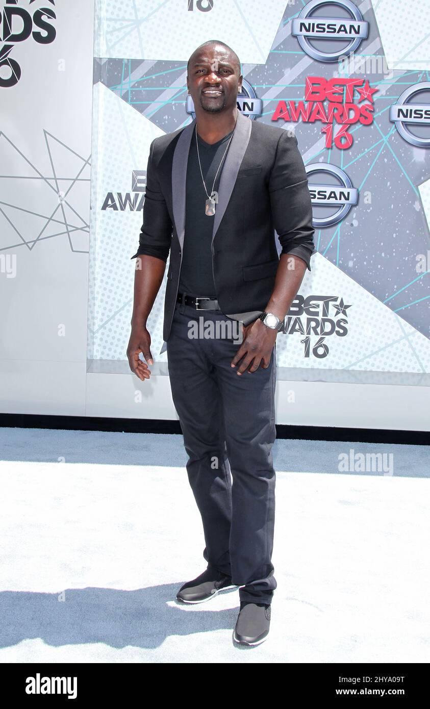 Akon attending the 2016 BET Awards held at the Microsoft Theatre, in Los Angeles, California. Stock Photo