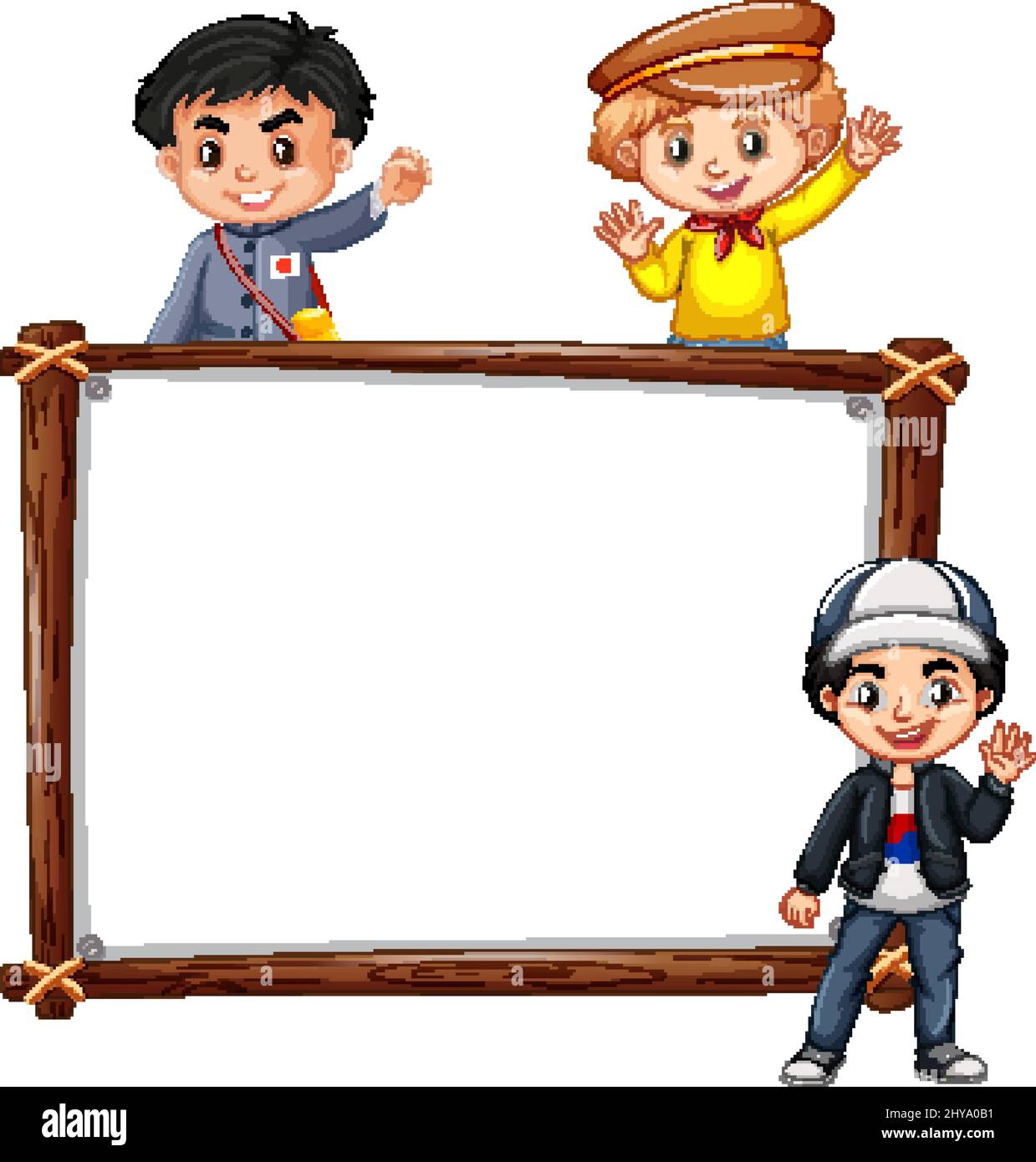 Board template with happy kids illustration Stock Vector Image & Art ...