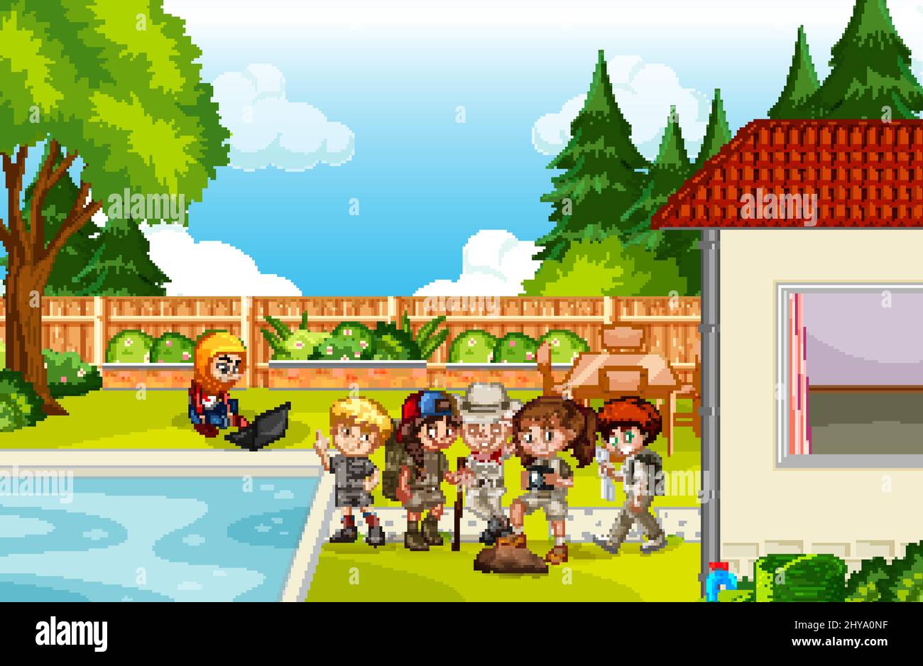 Scene with children in the park illustration Stock Vector Image & Art ...