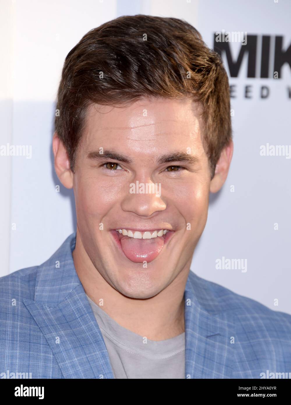 Adam Devine arriving for a "Mike and Dave Need Wedding Dates" fan screening held at the Cinerama
