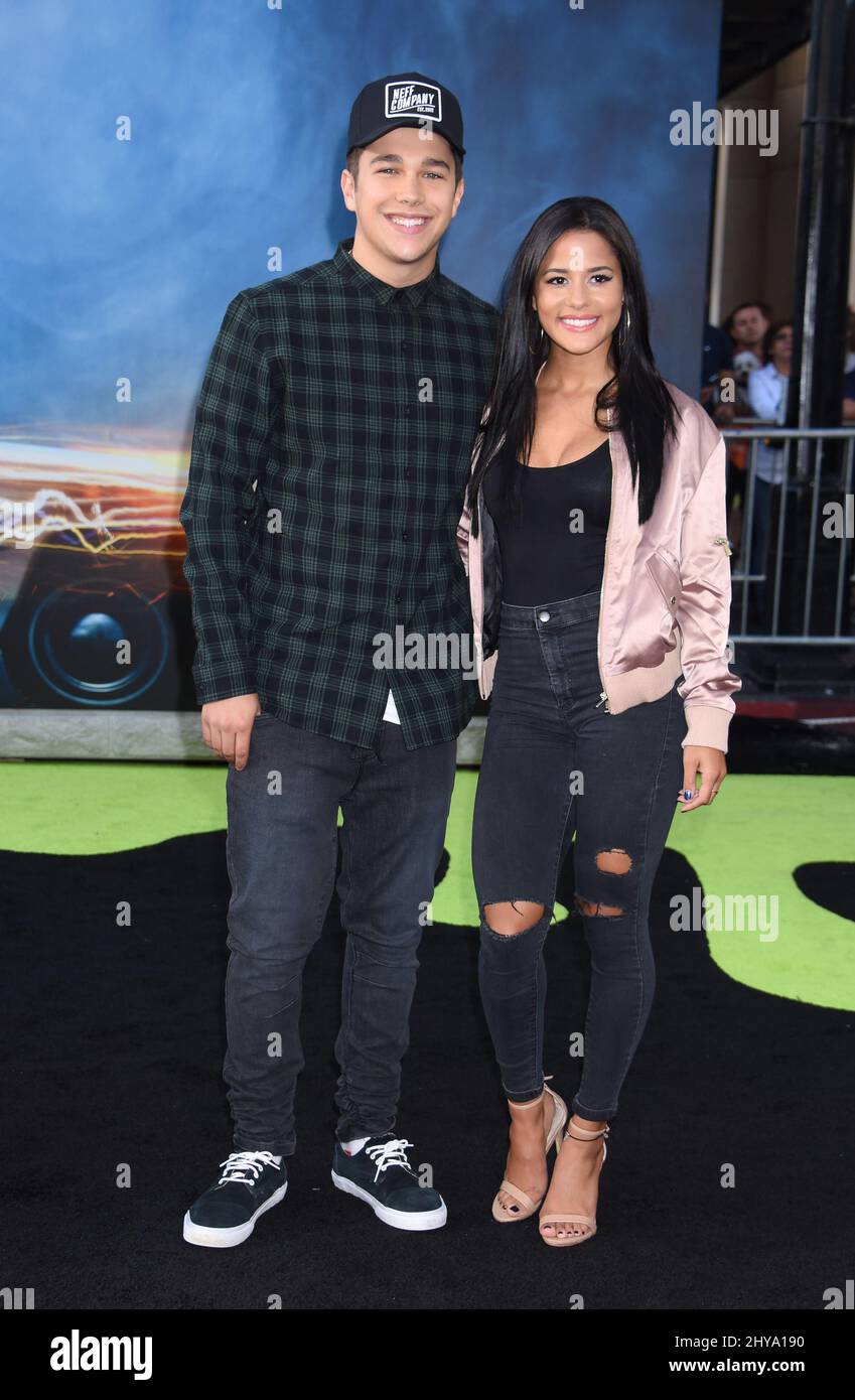 Austin Mahone and Katya Henry attending the 'Ghostbusters' Los Angeles Premiere held at the TCL Chinese Theatre Stock Photo