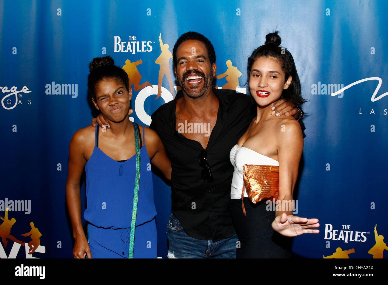 Lola St. John, Kristoff St. John, Paris St. John attending The Beatles LOVE 10th Anniversary Celebration in Las Vegas Stock Photo