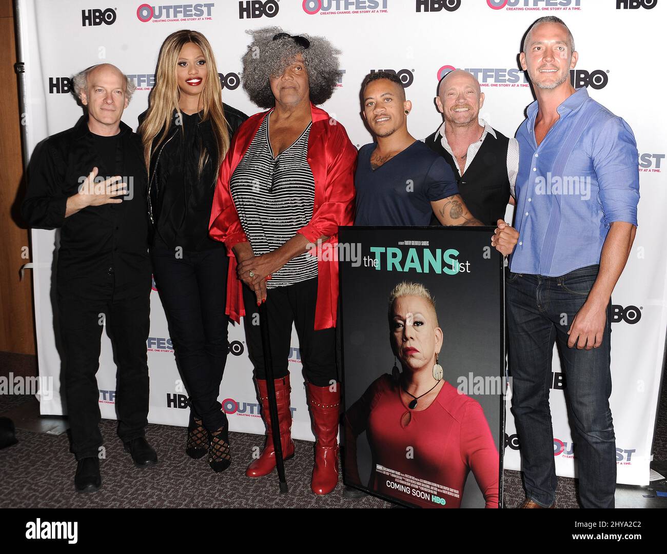 Laverne Cox, Buck Angel, Miss Major, Shane Ortega attending the 2016 Outfest Los Angeles LGBT Film Festival Screening of 'The Trans List' held at Directors Guild of America in Los Angeles, California. Stock Photo