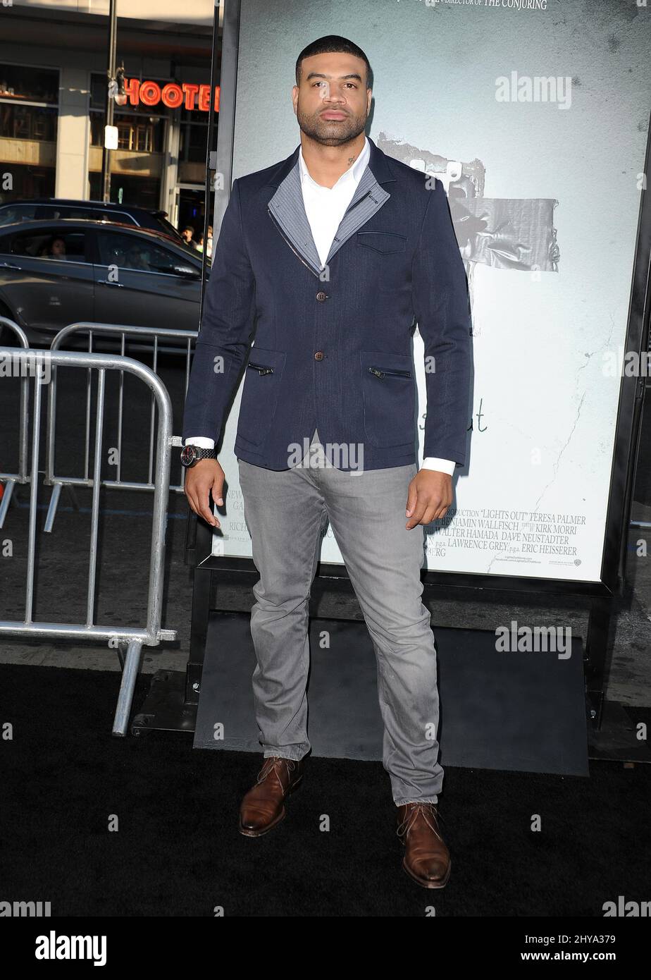 Shawne Merriman attending the Los Angeles premiere of 'Lights Out