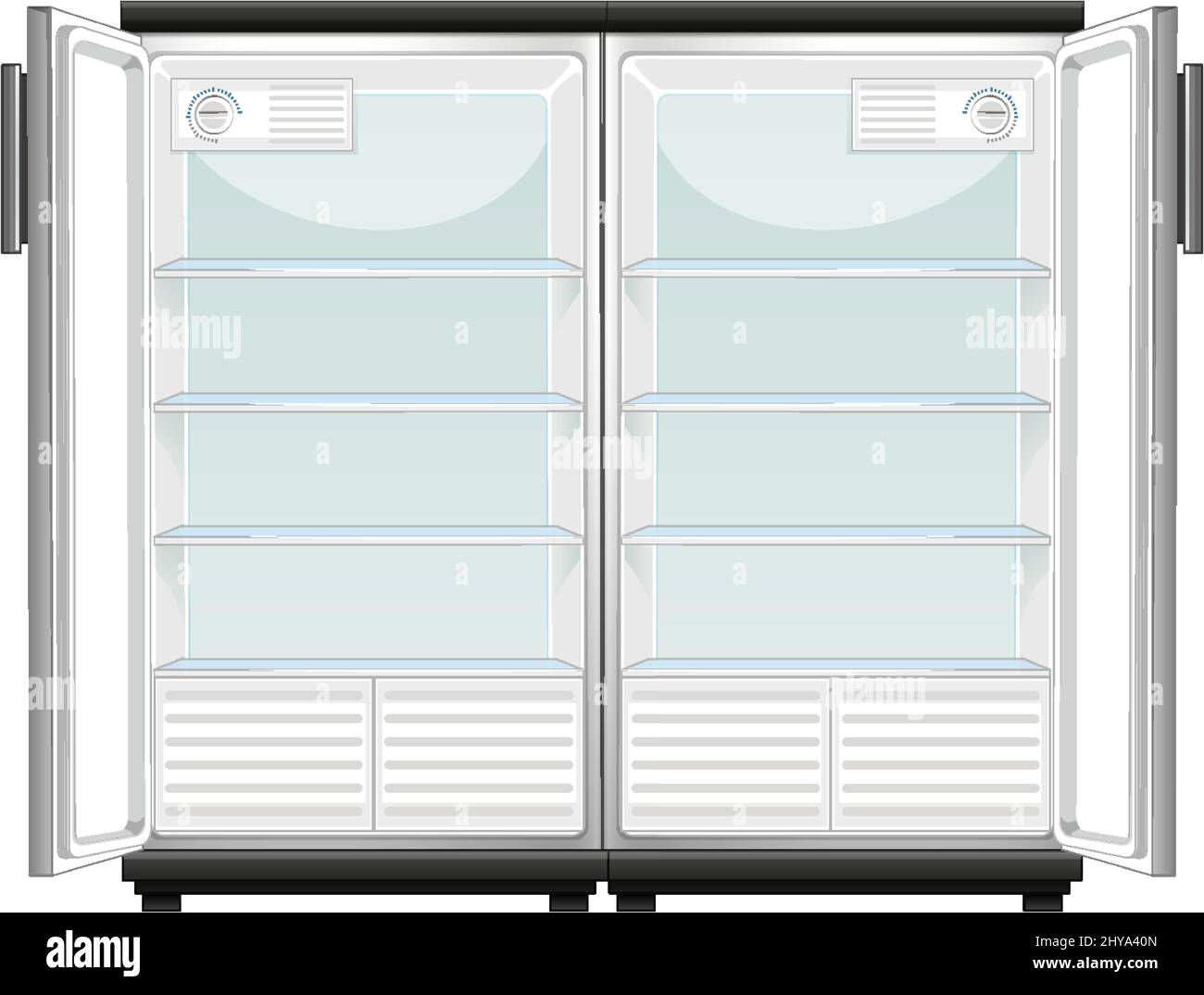 Refrigerator with opened door illustration Stock Vector