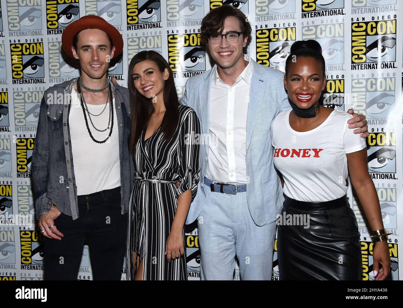 Christina Milian, Reeve Carney, Ryan McCartan & Victoria Justice of Fox's 'The Rocky Horror Picture Show' attending Comic-Con 2016 in San Diego. Stock Photo