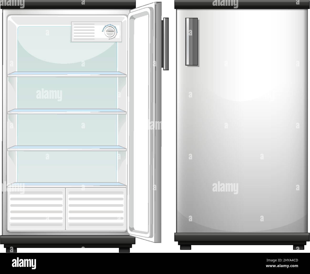 Refrigerator with closed and opened door illustration Stock Vector
