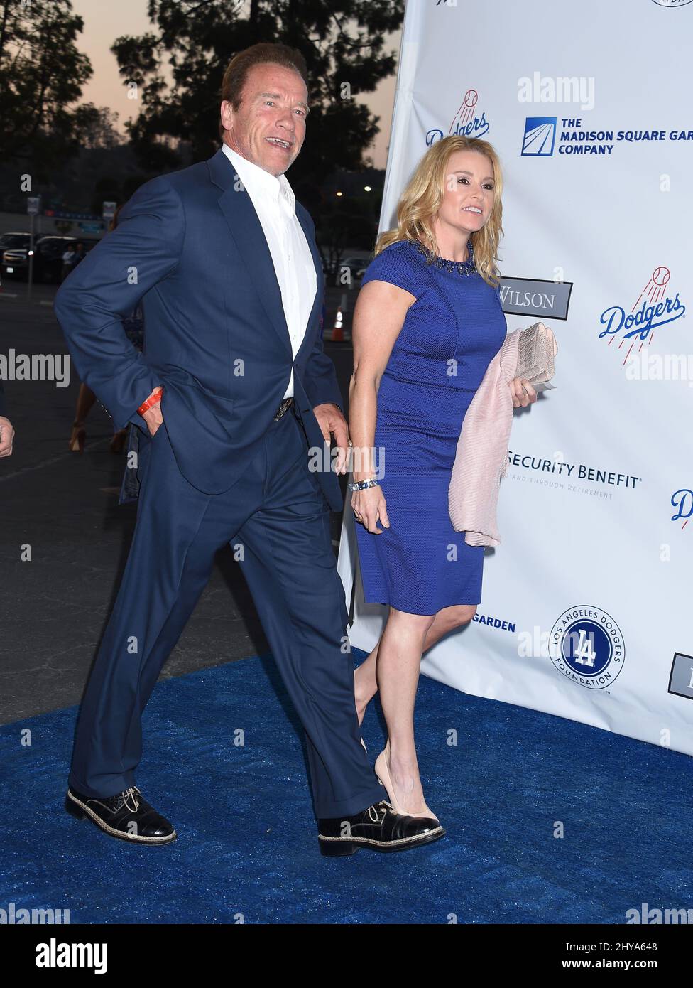 Arnold Schwarzenegger attending the Los Angeles Dodgers Foundation Blue Diamond Gala held at a Dodger Stadium. Stock Photo
