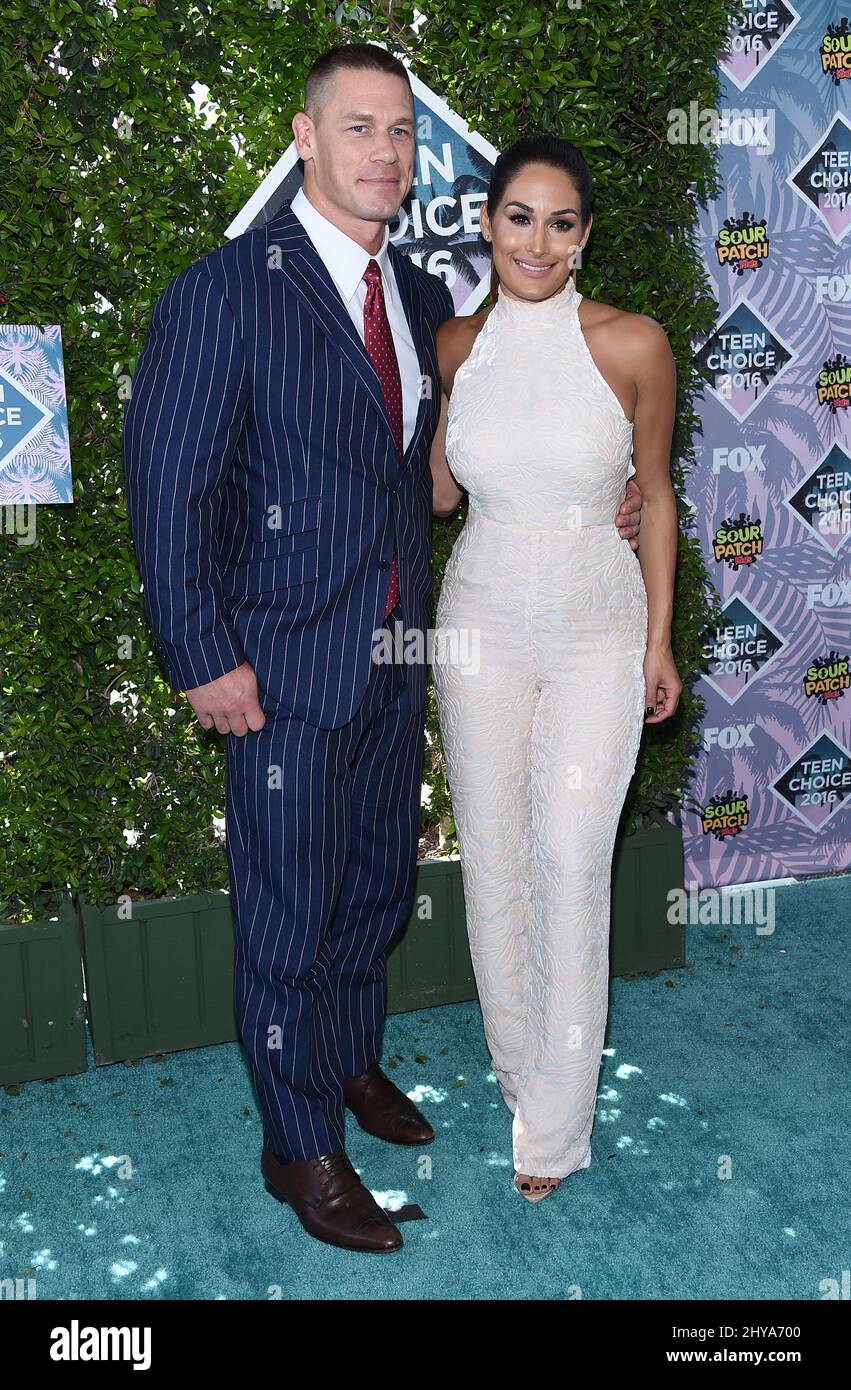 John Cena & Nikki Bella arrives to the Teen Choice Awards 2016 held at the Forum Stock Photo
