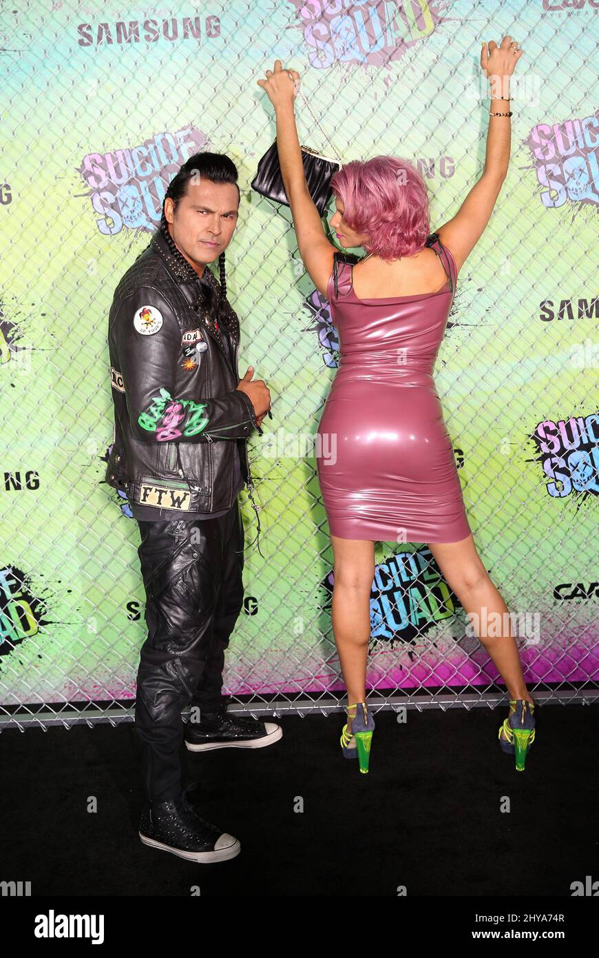 Adam Beach and Summer Tiger attending the 'Suicide Squad' World Premiere held at The Beacon Theatre Stock Photo