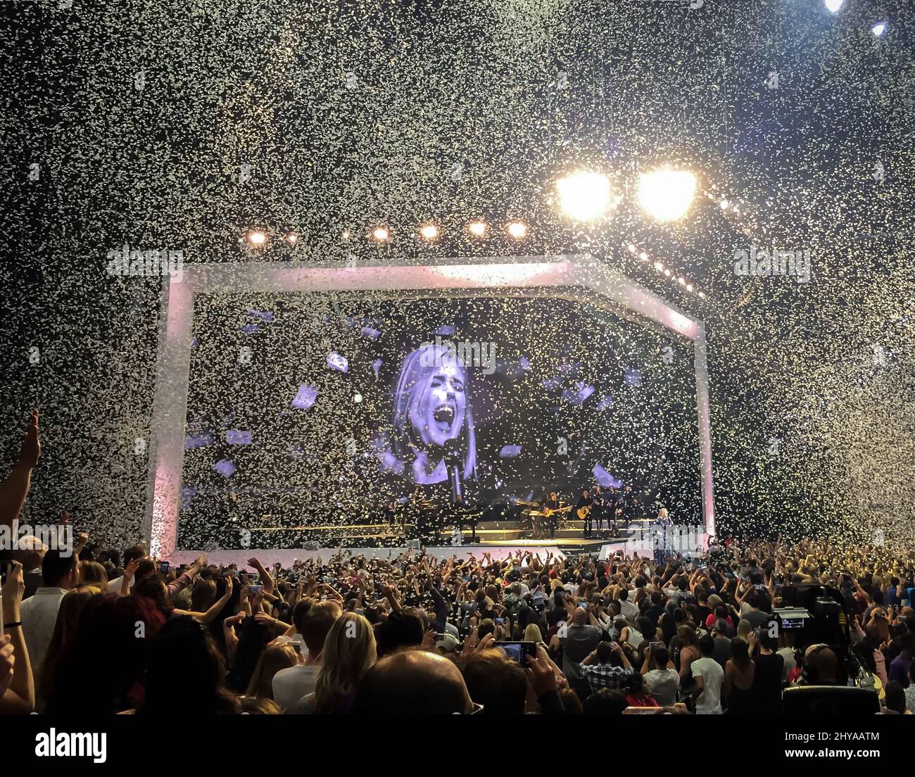Adele performs during her sold out '25 World Tour' in Los Angeles, 20th August 2016. Stock Photo
