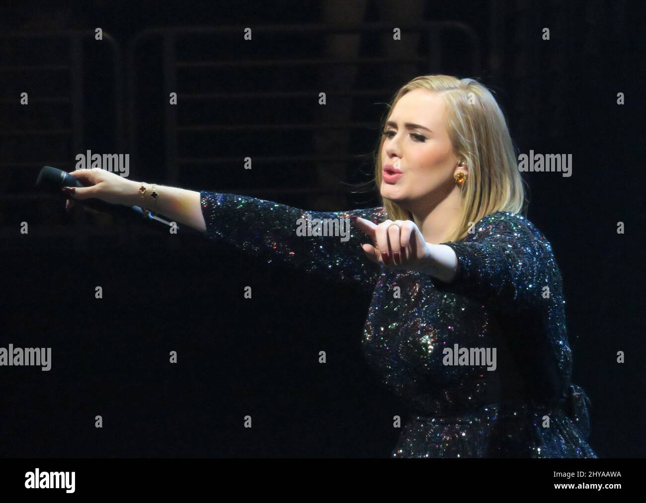 Adele performs during her 25 World Tour at Staples Center in Los Angeles, California. Stock Photo