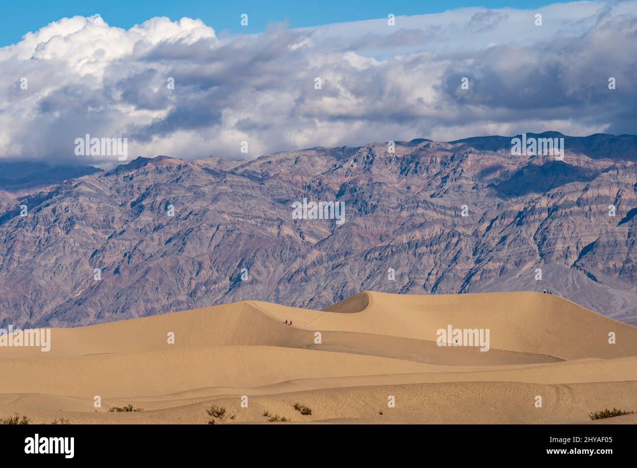 The Mesquite Flat Sand Dunes with rear mountains under the shadow of ...
