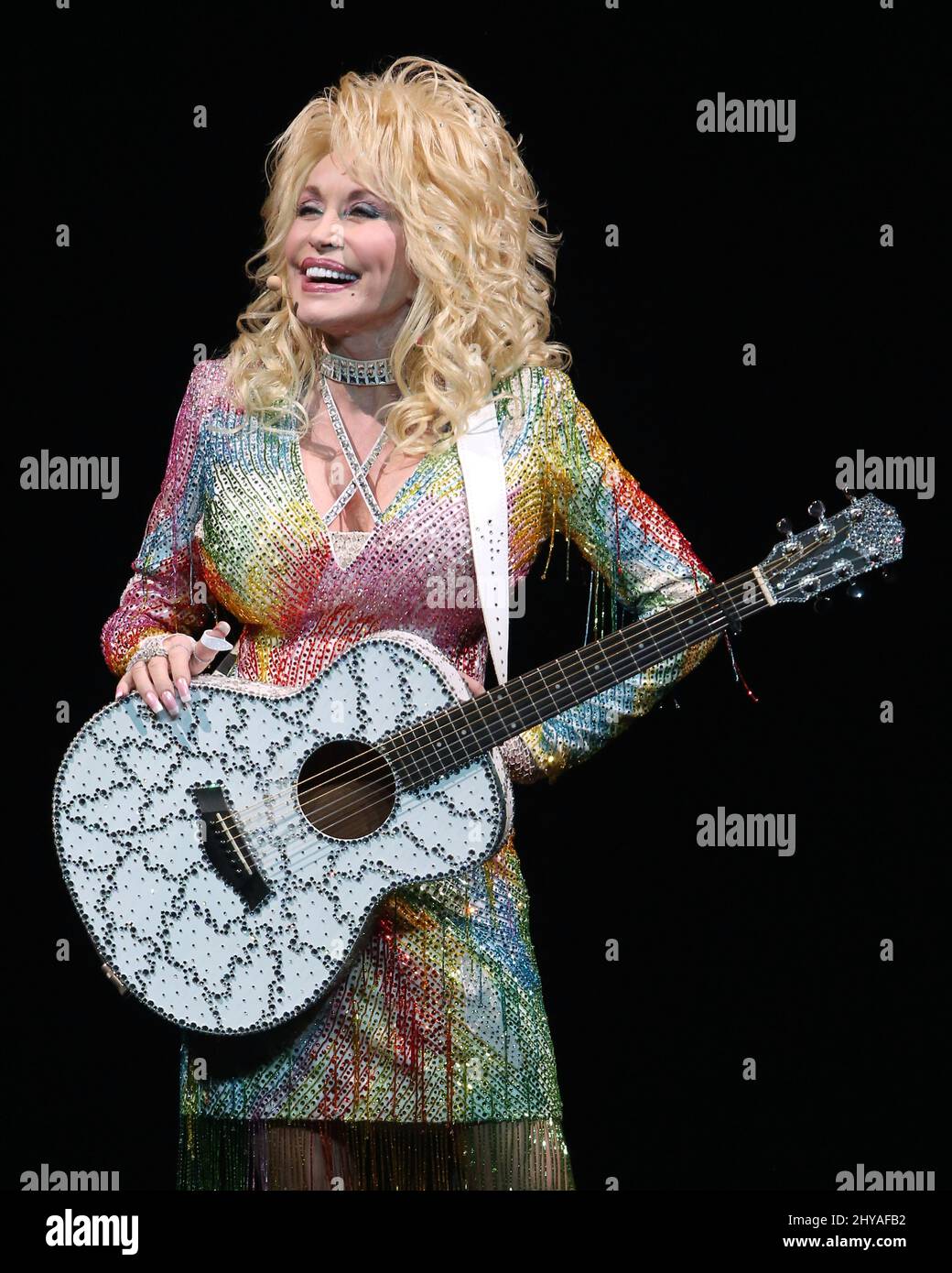 Dolly Parton performs during Dolly Parton's Pure and Simple Tour at the MTS Centre Stock Photo