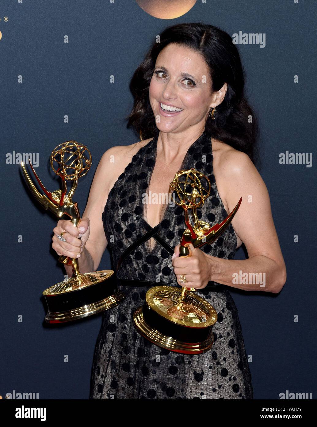 Julia Louis-Dreyfus in the press room at the 68th Primetime Emmy Awards on Sunday, September. 18, 2016, at the Microsoft Theater in Los Angeles. Stock Photo