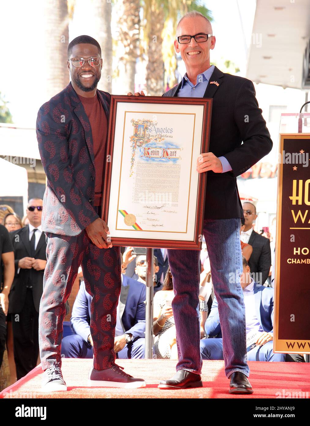 Kevin Hart, Mitch O'Farrell attending the star ceremony in honour of Kevin Hart, in Los Angeles, California. Stock Photo