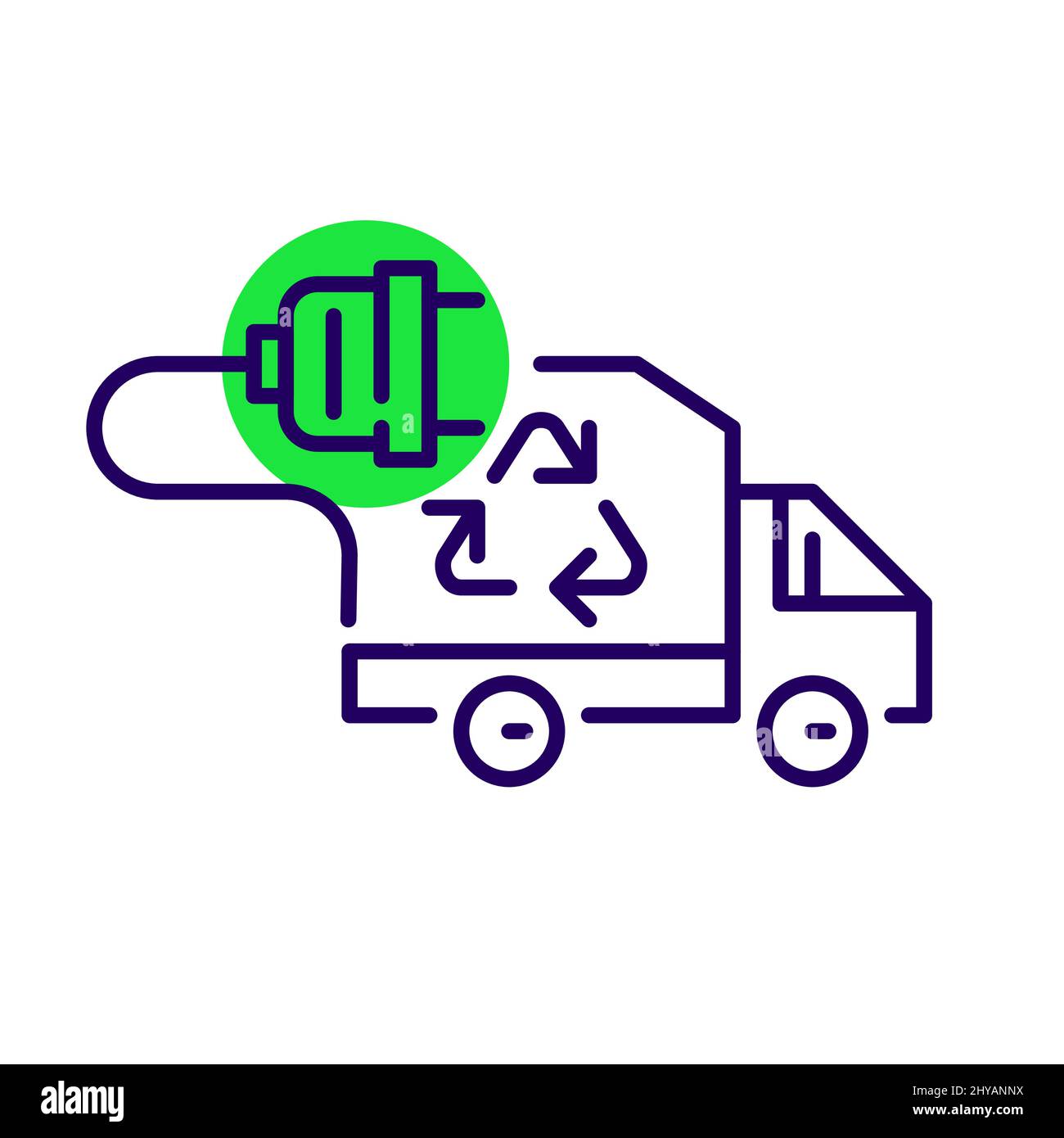 Green energy electric truck. Pixel perfect, editable stroke fun color icon Stock Vector
