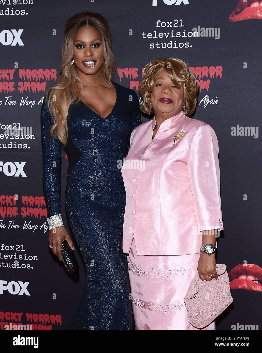 Laverne Cox and Gloria Cox attending the Rocky Horror Picture Show: Let's Do The Time Warp Again Premiere held at The Roxy, in Los Angeles, California. Stock Photo