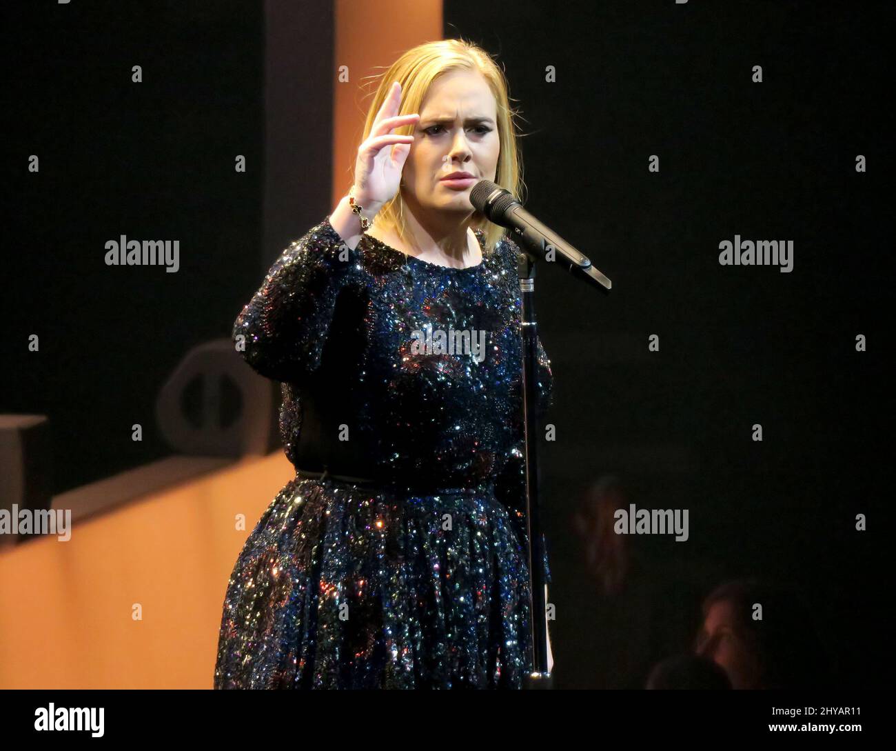 Adele peforms live in concert for her second night at the Bridgestone Arena in Nashville, USA. Stock Photo