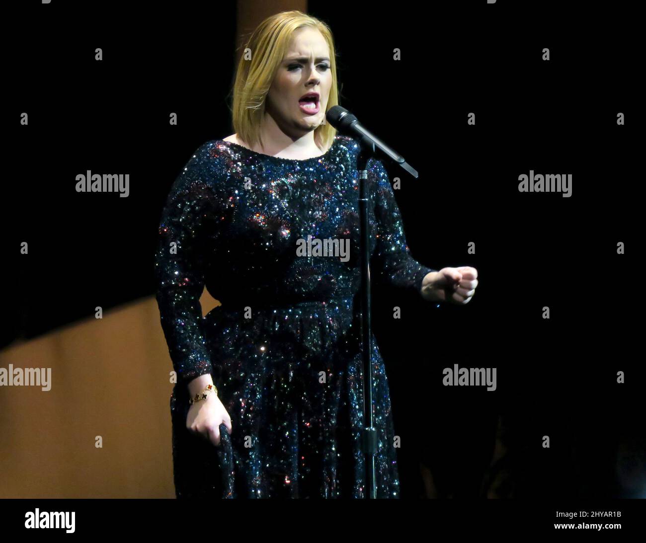 Adele peforms live in concert for her second night at the Bridgestone Arena in Nashville, USA. Stock Photo