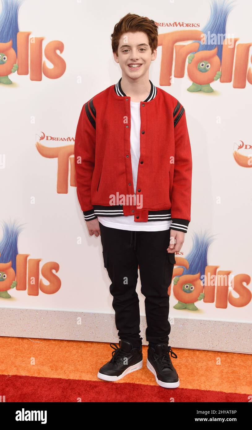 Thomas Barbusca attending the Los Angeles premiere of Trolls Stock Photo
