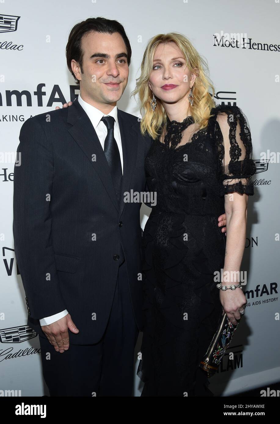 Courtney Love and Nicholas Jarecki arriving to the AmFar's Inspirstion