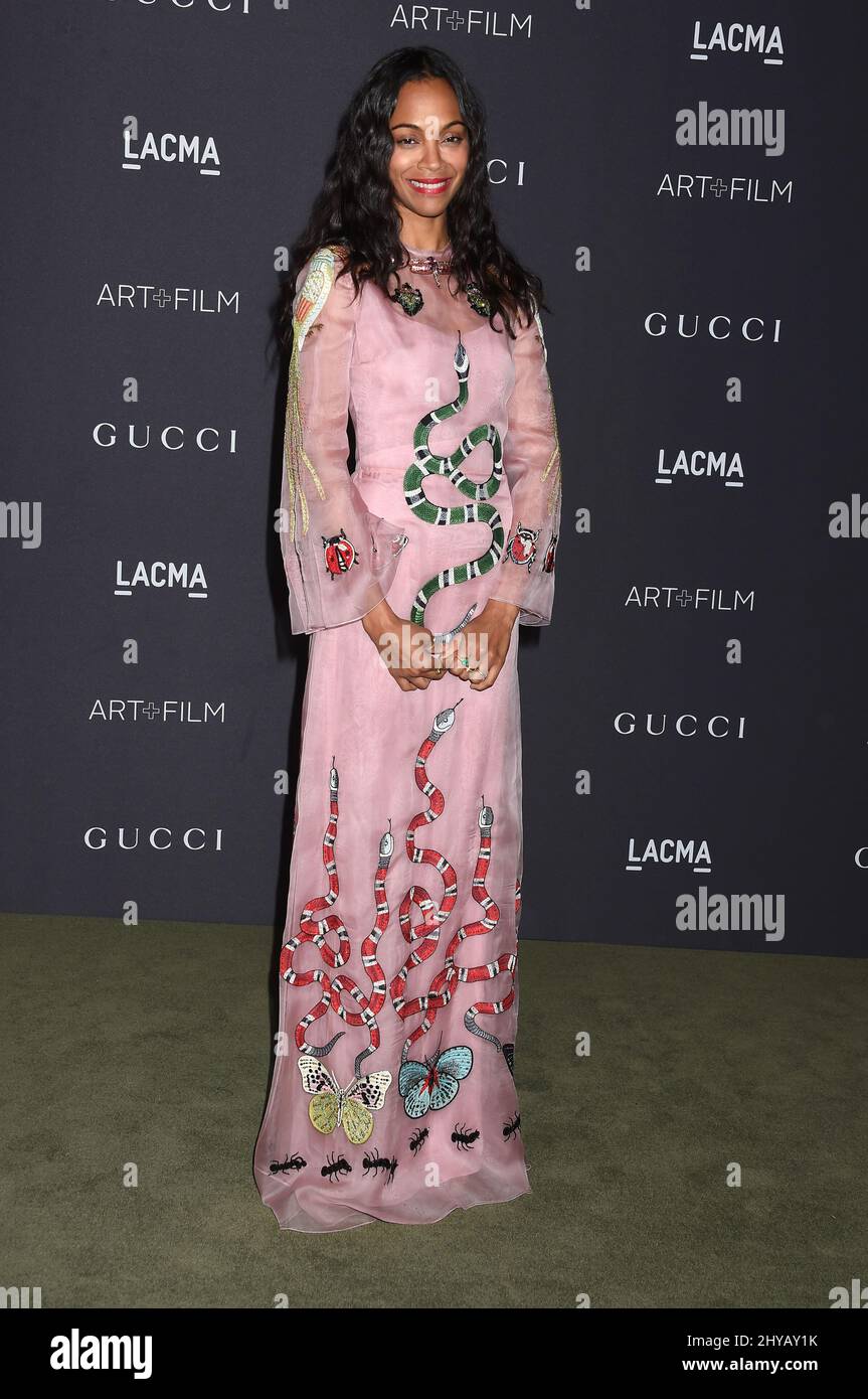 October 29, 2016 Los Angeles, CA. Zoe Saldana 2016 LACMA Art + Film Gala honoring Robert Irwin and Kathryn Bigelow presented by Gucci at LACMA Stock Photo