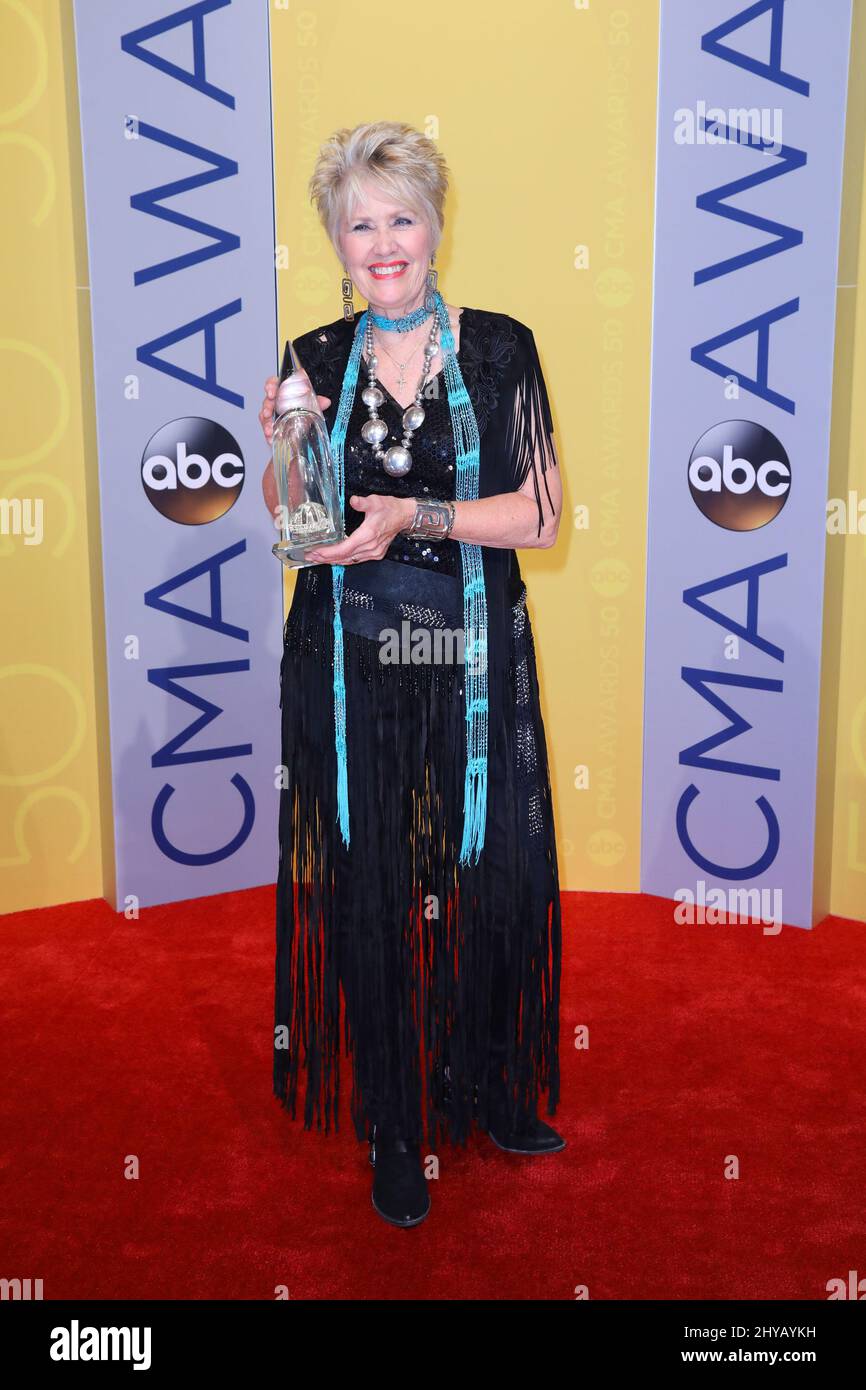 Janie Fricke attends 50th Annual CMA Awards held at the Bridgestone Arena Stock Photo