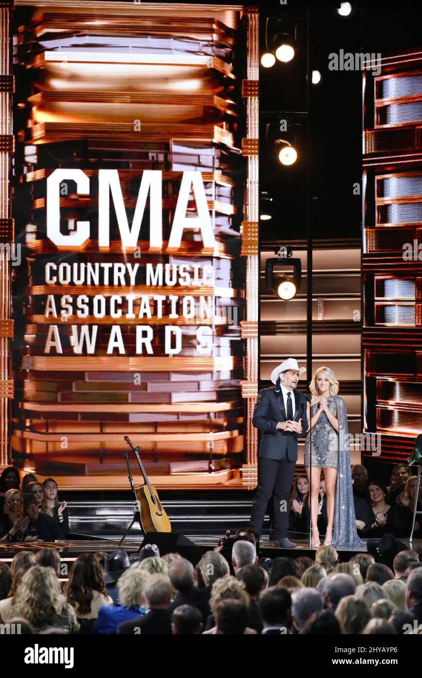 Brad Paisley and Carrie Underwood attends 50th Annual CMA Awards held