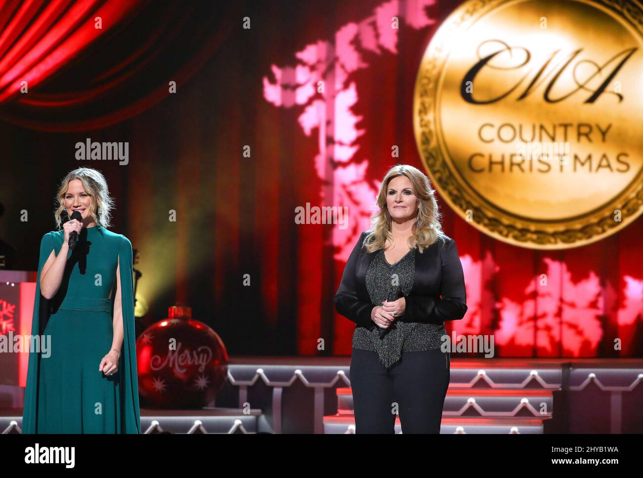 Jennifer Nettles and Trisha Yearwood during the CMA Country Christmas