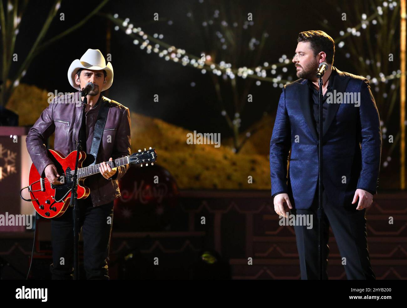 Brad Paisley and Chris Young during the CMA Country Christmas special