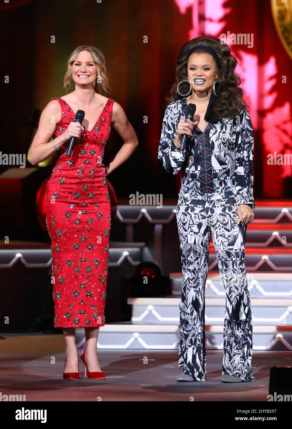 Jennifer Nettles and Andra Day during the CMA Country Christmas special