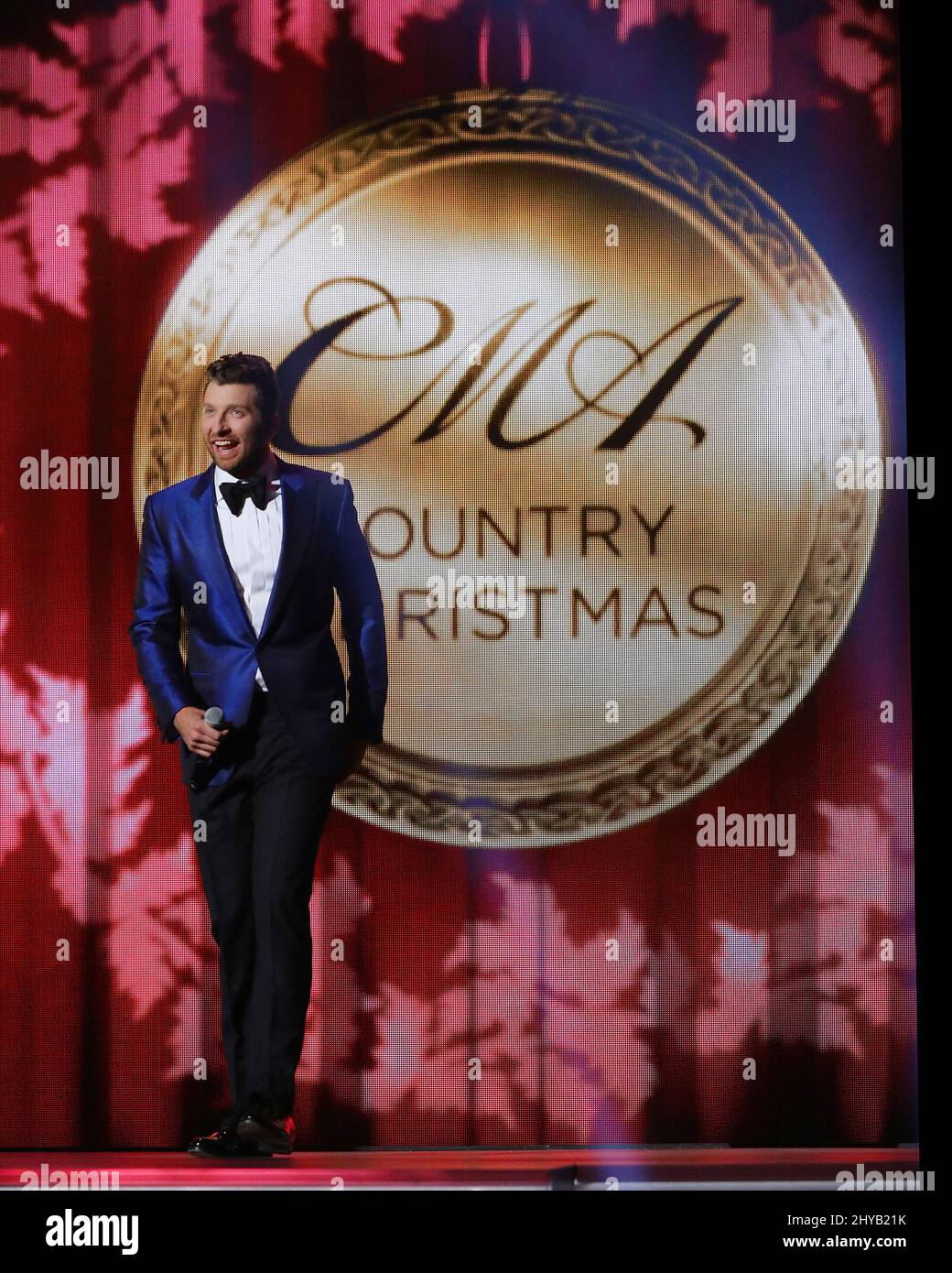 Brett Eldredge performs as some of the music industry's most well-known names have gathered to ring in the holiday spirit during 'CMA Country Christmas' a two-hour special taped at the Grand Ole Opry House and airing Nov. 28 on ABC Television Network. Stock Photo