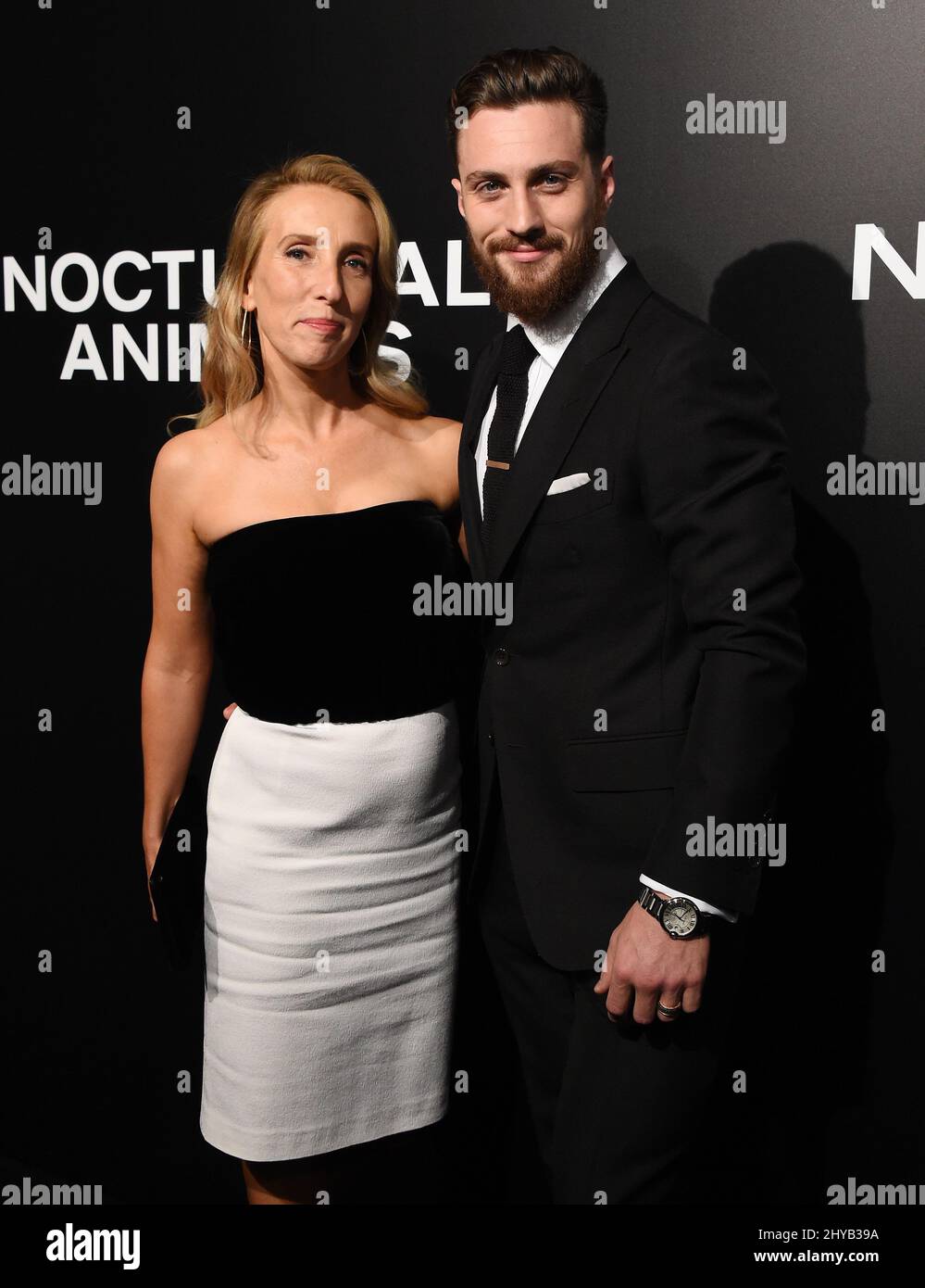 Aaron Taylor-Johnson and Sam Taylor-Johnson arriving to the 'Nocturnal Animals' Los Angeles Screening held at the Hammer Museum Stock Photo