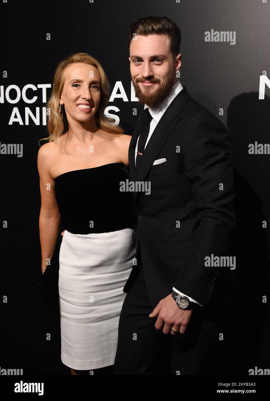 Aaron Taylor-Johnson and Sam Taylor-Johnson arriving to the 'Nocturnal Animals' Los Angeles Screening held at the Hammer Museum Stock Photo