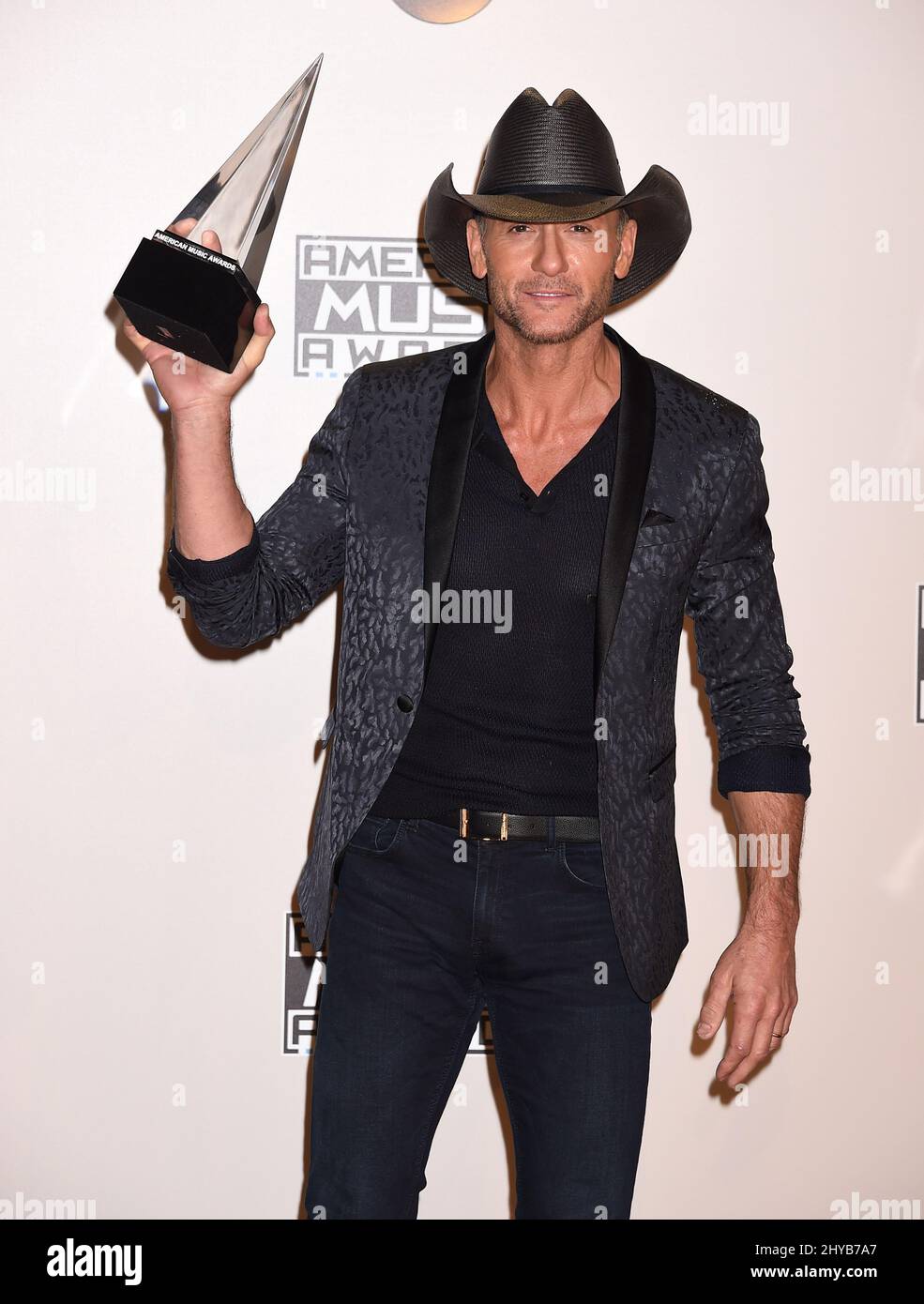 Tim McGraw in the press room during The 44th Annual American Music Awards held at the Microsoft Theatre in Los Angeles, USA Stock Photo