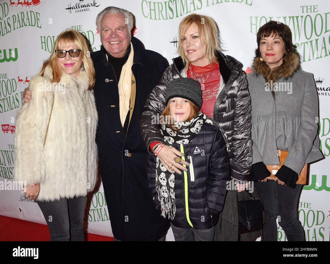 Courtney Wagner, Robert Wagner, Katie Wagner, Riley Lewis and Natasha Wagner attends the 85th Annual Hollywood Christmas Parade held on Hollywood Blvd. Stock Photo