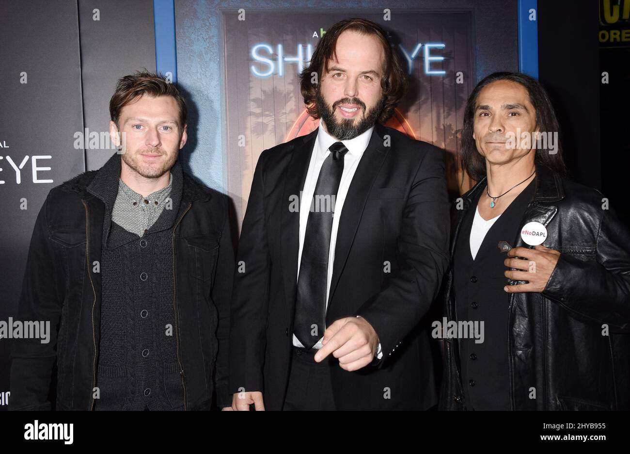 Keir O'Donnell, Angus Sampson and Zahn McClarnon attending the Hulu Original Series "Shut Eye" Premiere held at the ArcLight Cinemas Hollywood Stock Photo